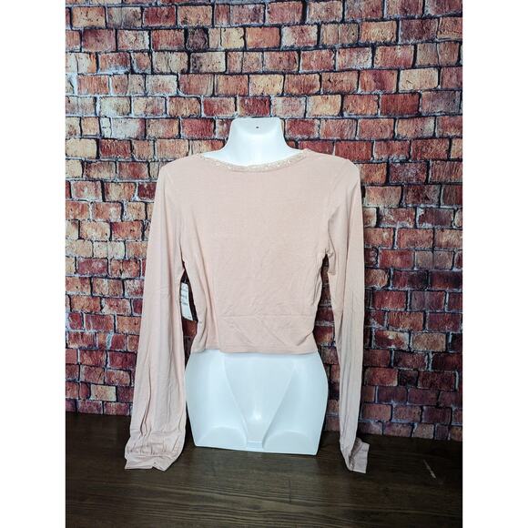 NWT BP. Faux Wrap Front Crop Top in Pink Smoke size S - Picture 3 of 5